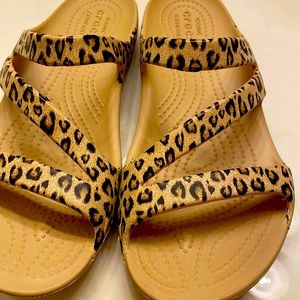 Leopard crocs worn once no box